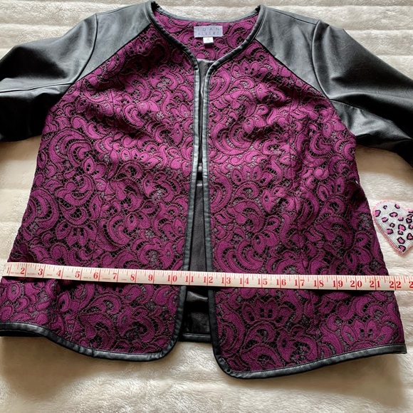 Joan Rivers Ladies Vegan Leather & Lace Jacket - Picture 9 of 9